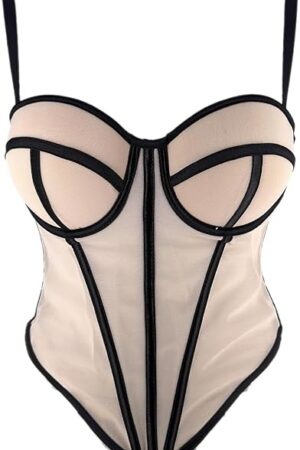 Women's Corset Tops Mesh Bustier Going Out Party Spaghetti Strap Y2K Sexy Vintage Tank Top