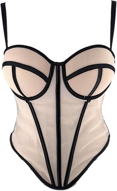Women's Corset Tops Mesh Bustier Going Out Party Spaghetti Strap Y2K Sexy Vintage Tank Top
