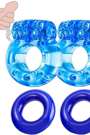 Vibrating Cock Ring Pleasure Penis Ring Vibrator Clitoral Stimulator Penis Erect Erection Enhance Couples Adult Male Sex Toys for Longer Harder Stronger (Navy)