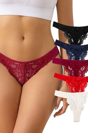 G-String Thongs for Women Sexy Lace Underwear Stretch T-back Panties