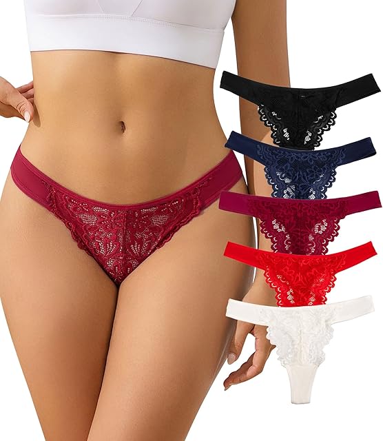 G-String Thongs for Women Sexy Lace Underwear Stretch T-back Panties
