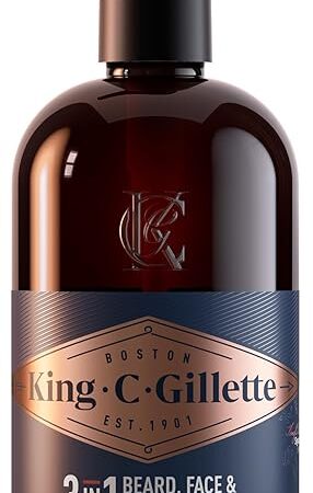 King C Gillette Beard Wash, Mens Face Wash, 11 oz, Infused with Argan Oil and Avocado Oil to Cleanse Hair and Skin