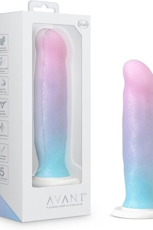 Blush Avant D17 Lucky 8" Silicone Dildo - Ultrasilk Smooth Cock, Purio Platinum-Cured - Suction Cup, Strap-On Compatible - Hand-Sculpted Fantasy Sex Toy for Women, Men & Couples - (Multicolored)