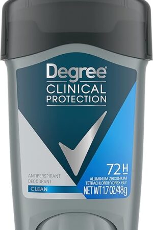 Degree Men Antiperspirant Deodorant Clean 72-Hour Sweat & Odor Protection Prescription-Strength Antiperspirant For Men with MotionSense Technology 17 oz
