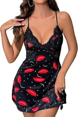 dream love Women Lingerie Lace Chemise Sleepwear Babydoll Teddy Lingerie S-XXL
