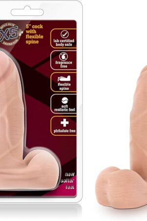 Blush X5 Plus 55 Inch Dildo - Petite Ultrasoft Lifelike Realistic - Slim 12" - Poseable to Conform to Your Body - Body Safe Beginners and Anal Sex Toy for Women Men - Beige