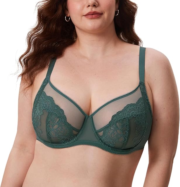 Women's Lace Bra Plus Size Full Coverage Underwire Sexy Unlined Bras