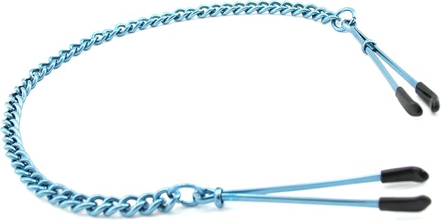 Fresh Nipple Clamps, Tweezer with Chain, Blue