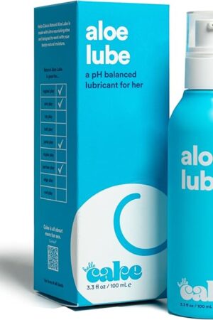 Hello Cake Natural Lube - Aloe-Based Organic Personal Lubricant - Hydrating, Hypoallergenic, pH-Balanced, Non-Sticky, Condom Compatible, for Men, Women, & Couples, 3.3 fl oz
