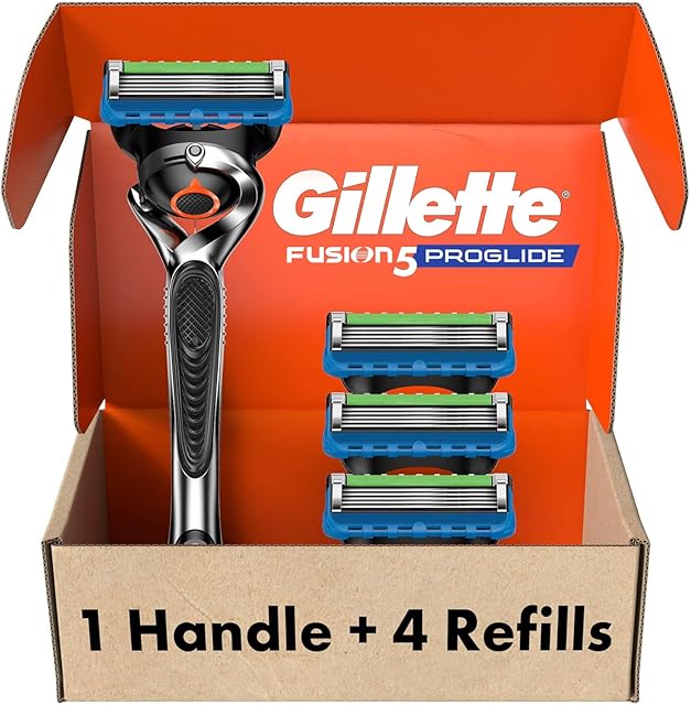 Gillette Fusion ProGlide Razor for Men, Handle + 4 Blade Refills