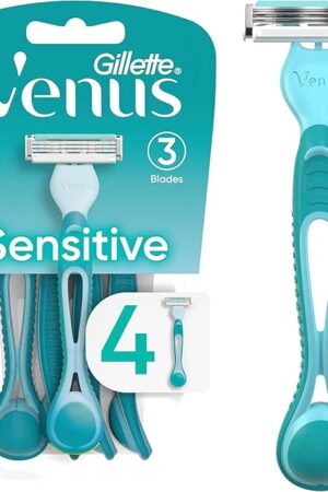 Gillette Venus Simply 3 Sensitive Women's Disposable Razors, Pack of 1 with 4 razors