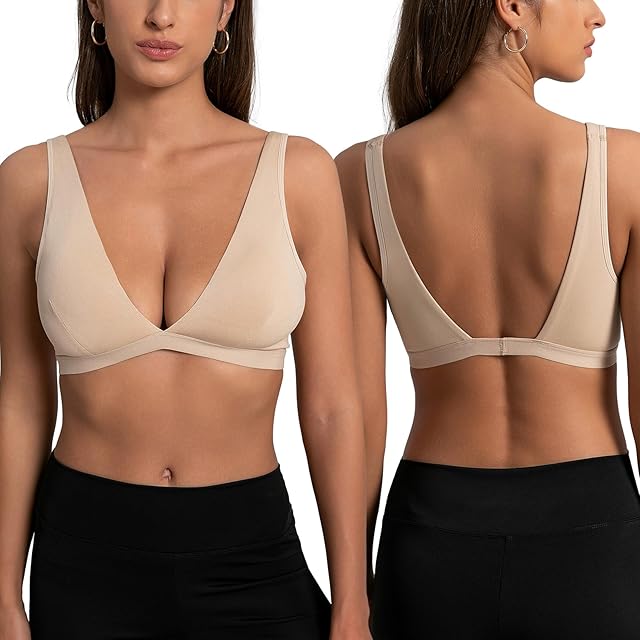Bralettes for Women Padded Triangle Bralette Removable Sexy V Neck Seamless Wireless Bras No Underwire Everyday