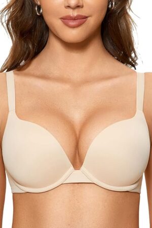 Women's Push Up Bra Plunge Full Coverage T Shirt Bras Comfortable Padded Underwire