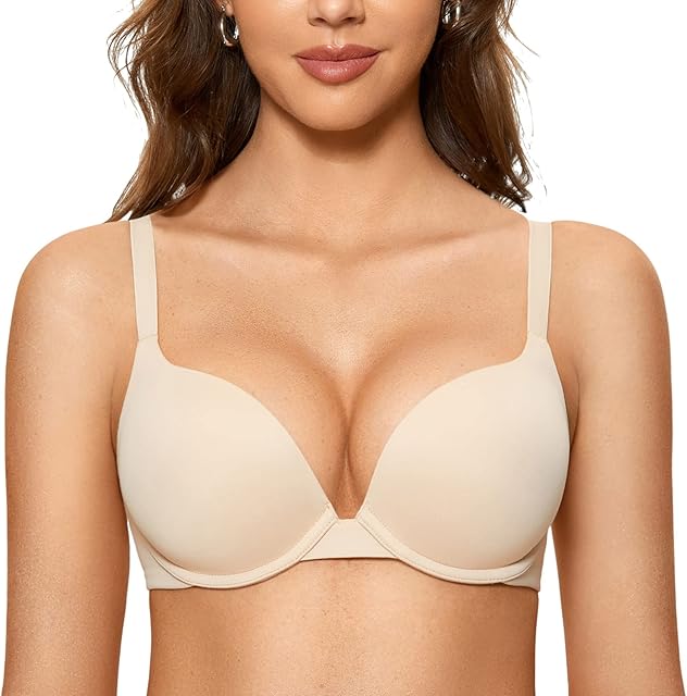 Women's Push Up Bra Plunge Full Coverage T Shirt Bras Comfortable Padded Underwire