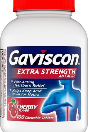 Gaviscon Extra Strength Cherry Chewable Tablet For Fast-Acting Heartburn Relief, 100 Count