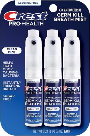 Crest Pro-Health | Portable Alcohol-Free CPC Mist with Clean Mint Flavor | Instant Fresh Breath - 3 Count (024oz/7ml) Breath Spray