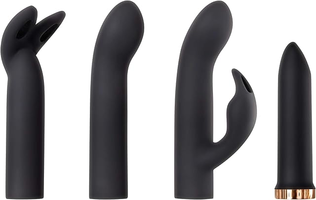 Evolved Love Is Back Four Play Set - Bullet Vibe with 3 Sleeves for G-spot,and Clitoral, Dual Stimulation - Black