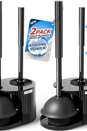 2Pack 2 in 1 Toilet Brush and Plunger Set, Extended Handle Plunger,Toilet Bowl Brush Plunger Set,Bathroom Cleaning Tools,Toilet Brush Plunger Combo,Cleaning Brush,Cleaning Supplies