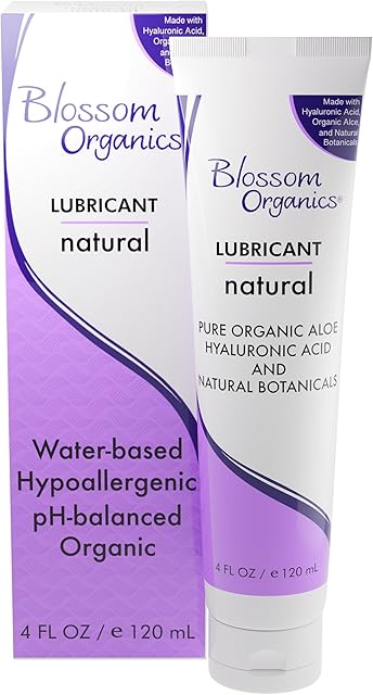 Blossom Lube Organics 4 Fl Oz, Personal Lubricant for Women - pH Balanced, Non-Irritating, Water Based Personal Lubricant, Free of Harsh Ingredients, Toy Friendly