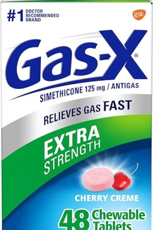 Gas-X Extra Strength Chewable Gas Relief Tablets with Simethicone 125 mg, Cherry - 48 Count