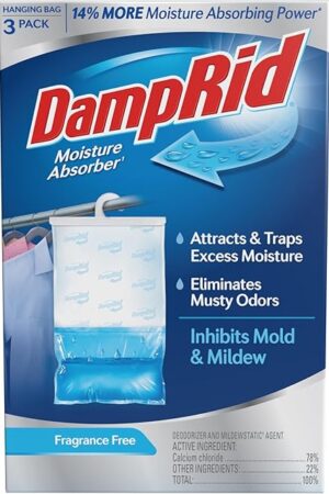 DampRid Fragrance Free Hanging Moisture Absorber, 16 oz, 3 Pack - Eliminates Musty Odors for Fresher Air, Ideal Moisture Absorbers for Closet, 14% More Moisture Absorbing Power*