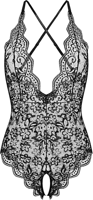 Women One Piece Lingerie Sexy Teddy V Neck Bodysuit Lace Nightie