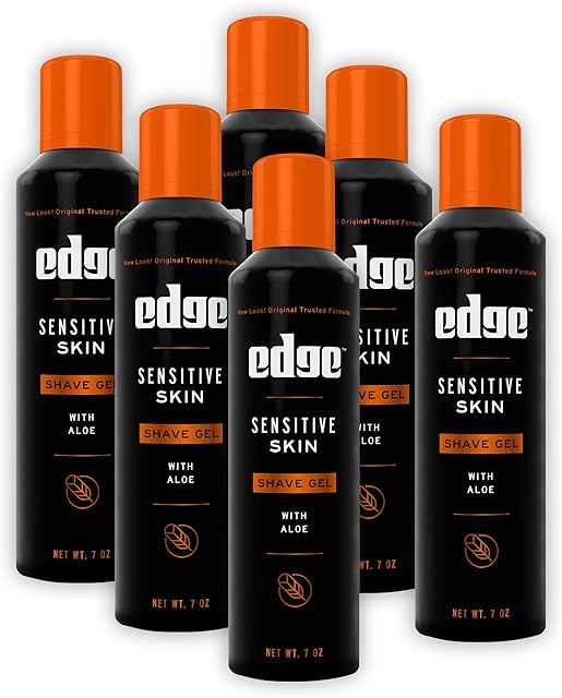 Edge Shaving Gel for Men, Sensitive Skin with Aloe, (6 Pack) - Shave Gel For Men That Moisturizes, Protects and Soothes To Help Reduce Skin Irritation