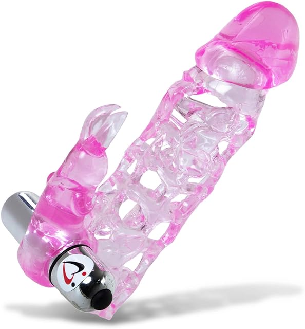 LeLuv Penis Sleeve Deep Diver with Vibrating Bullet Tickler - Textured Rabbit Male or Dildo Enhancement