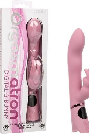CalExotics Orgasmatron Digital G-Bunny Rechargeable Silicone Waterproof G Spot Rabbit Vibrator Pink - SE-4389-15-3