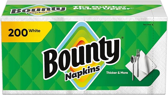 Bounty Quilted Napkins 1-Ply 12 1/10 x 12 White 200/Pack (96595PK)