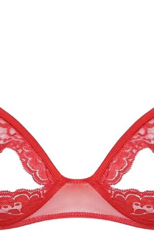 Womens Sexy Sheer Floral Lace Lingerie Brassiere Underwear Open Nipples Bralette Wire-Free Unlined Bras