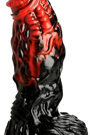 Vulcan Silicone Dildo for Men, Women & Couples. Firm and Flexible, Strong Suction Base, Fantasy Dildo, Unique Texture. Premium Phthalate-Free & Body-Safe Silicone. 1 Piece, Red