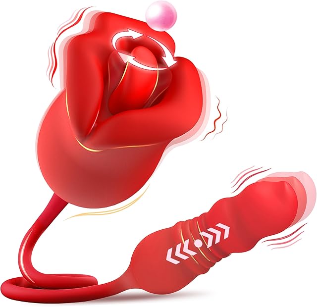 Vibrator Adult Sex Toys for Women, Upgrade Rose Sex Stimulator for Women with 7 Tongue Licking &Thrusting Vibrator,Sex Toy for Clitoral Stimulator and Clit Vibrator,Sexual Pleasure Tools for Women