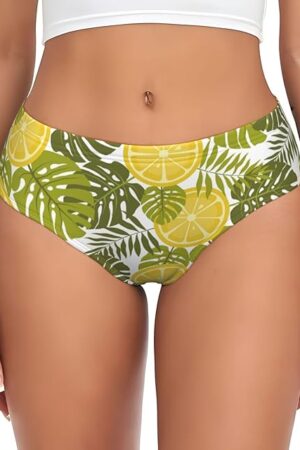 Citrus and Leaves Print Womens Underwear Soft Briefs Breathable Ladies Panties Sexy Lingerie