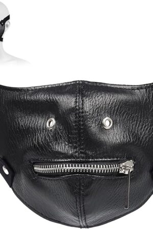 Bdsm Bondage Zipper Mask, Soft Leather Sex Toys for Women and Men, Costume Accessory Adult Toy for Couple SM Game and Cosplay Party Play