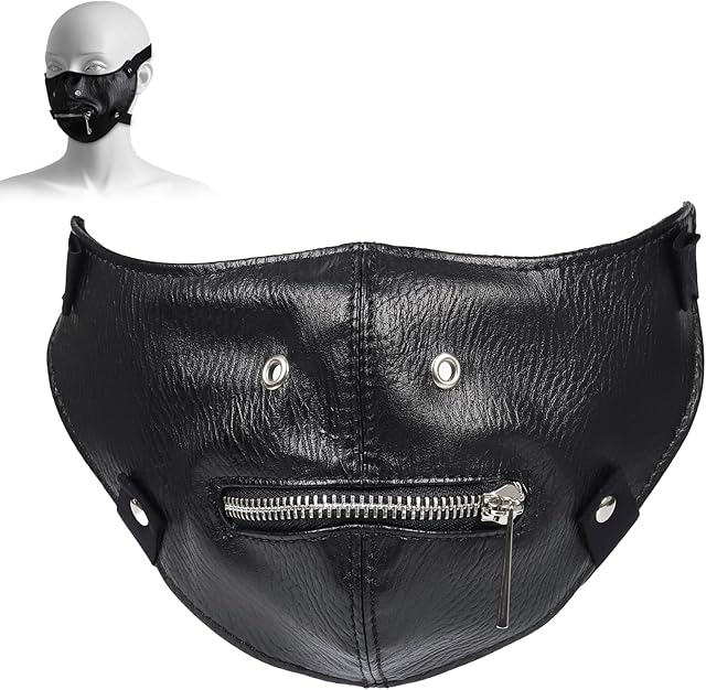 Bdsm Bondage Zipper Mask, Soft Leather Sex Toys for Women and Men, Costume Accessory Adult Toy for Couple SM Game and Cosplay Party Play