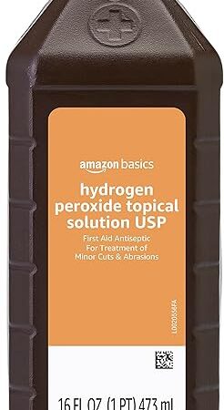 Amazon Basics Hydrogen Peroxide Topical Solution USP, First Aid Antiseptic for Cuts, Scrapes and Wound Disinfection, 16 fl oz, Pack of 1 (Previously Solimoi)