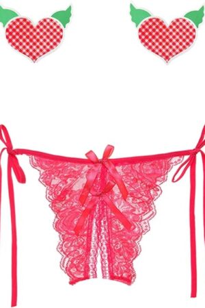 Women's Sexy Lace Underwear Warm Red L