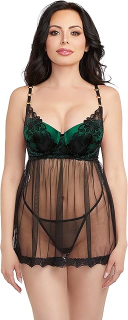 Women's Lace Babydoll & G-String Set