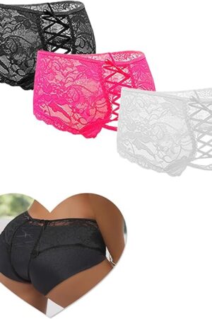 Women's Briefs Panties Sexy Cheeky Boyshort Lace Sheer Underwear Plus Size Hipster Thong Panty XS-4XL