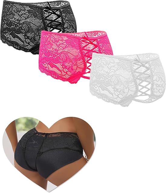 Women's Briefs Panties Sexy Cheeky Boyshort Lace Sheer Underwear Plus Size Hipster Thong Panty XS-4XL
