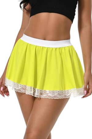 Women Pleated Mini Skirt Sexy Lace Skirt School Girl Short Skirts