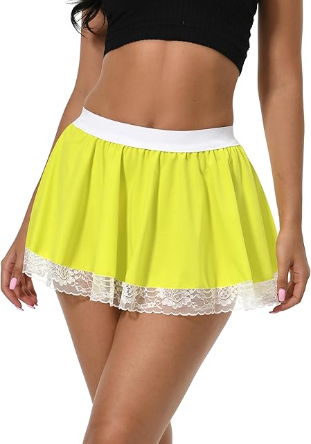 Women Pleated Mini Skirt Sexy Lace Skirt School Girl Short Skirts