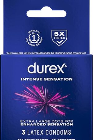 Durex Intense Sensation Dotted Lubricated Condoms, 3 Count