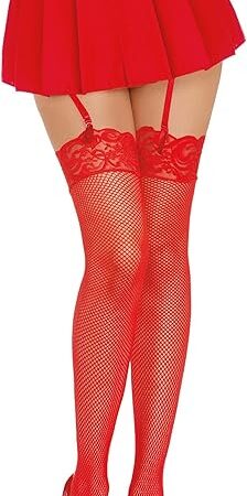 womens Lace Top Fishnet Thigh High