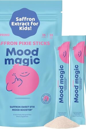 JoySpring Pixie Sticks with Saffron & GABA for Kids | Mood Balance Supplements for Kids | Sugar-Free Powder Candy or Water Flavor Powder (25 Servings)