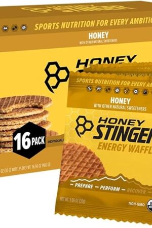 Honey Stinger Organic Honey Waffle, Energy Stroopwafel for Exercise, Endurance and Performance, Sports Nutrition for Home & Gym, Pre and Post Workout, Box of 16 Waffles, 1696 Ounce (Pack of 16)
