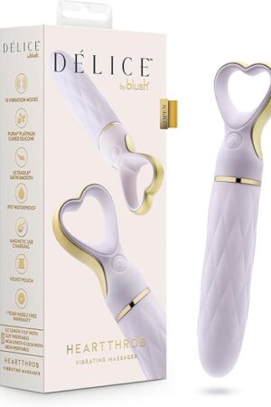 Blush Novelties - Blush Delice - Heartthrob Silicone Bullet Vibrator Heart-Shaped Handle 10 Vibration Modes with Tapered Tip for Clitoral Stimulation Splashproof & USB Rechargeable Toy Lavender Love