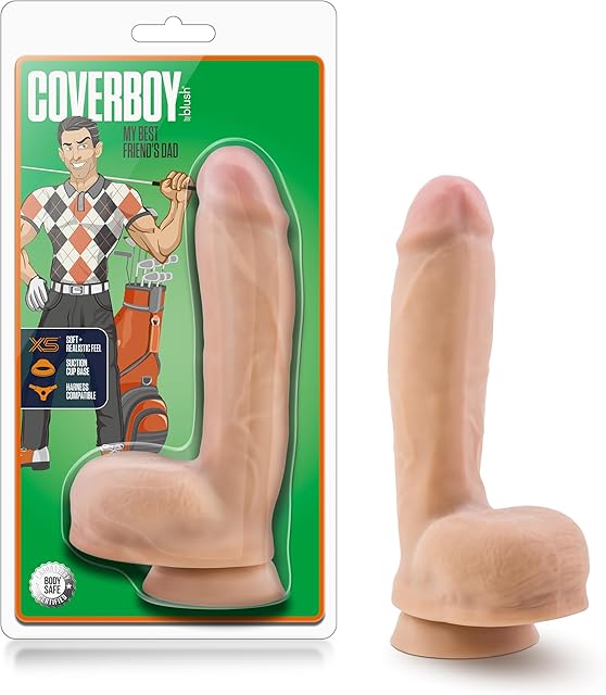 Blush Novelties Coverboy 8 Inch Realistic Dildo Suction Cup Base for Hands Free Play & Harness Compatible - My Best Friend's Dad - Lifelike Feel Adult Sex Toy for Him Her Couples