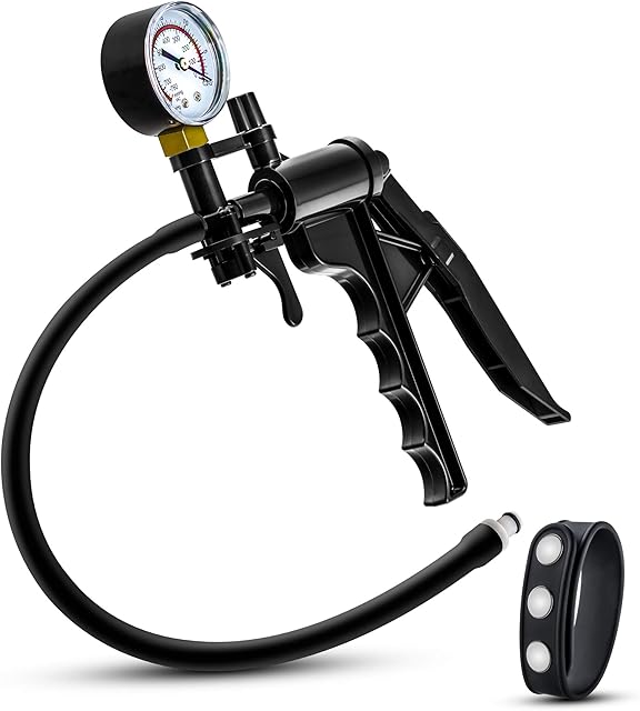 Eden Pump Pistol & Enlarger Accessories Kit for Men - Advanced Vacuum Penis Pump with Pressure Gauge, Vacuum Release Valve, and Silicone Strap - Compatible with All Systems for Enhanced Male Pleasure